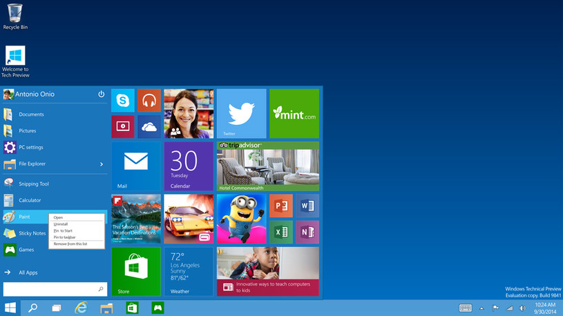 Powraca Menu Start - nowa wersja to połączenie Windows 7 i Windows 8 /materiały prasowe