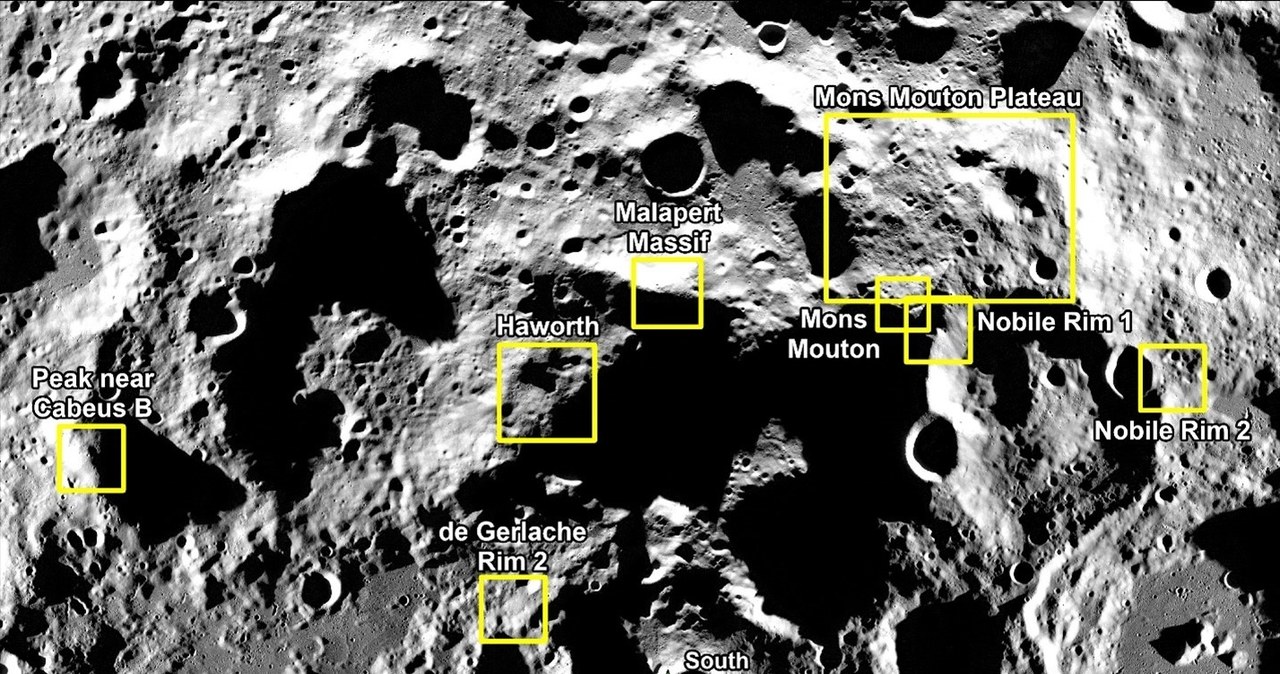 Powrót ludzi na Księżyc w ramach misji Artemis 3 odbędzie się w jednej z tych lokalizacji. /NASA /materiały prasowe