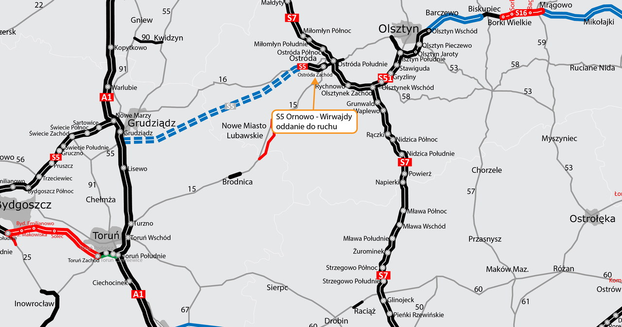 Powstało pierwsze 5 km drogi S5, która połączy autostradę A1 i drogę S7. Na kolejne odcinki trzeba będzie poczekać kilka lat /GDDKiA