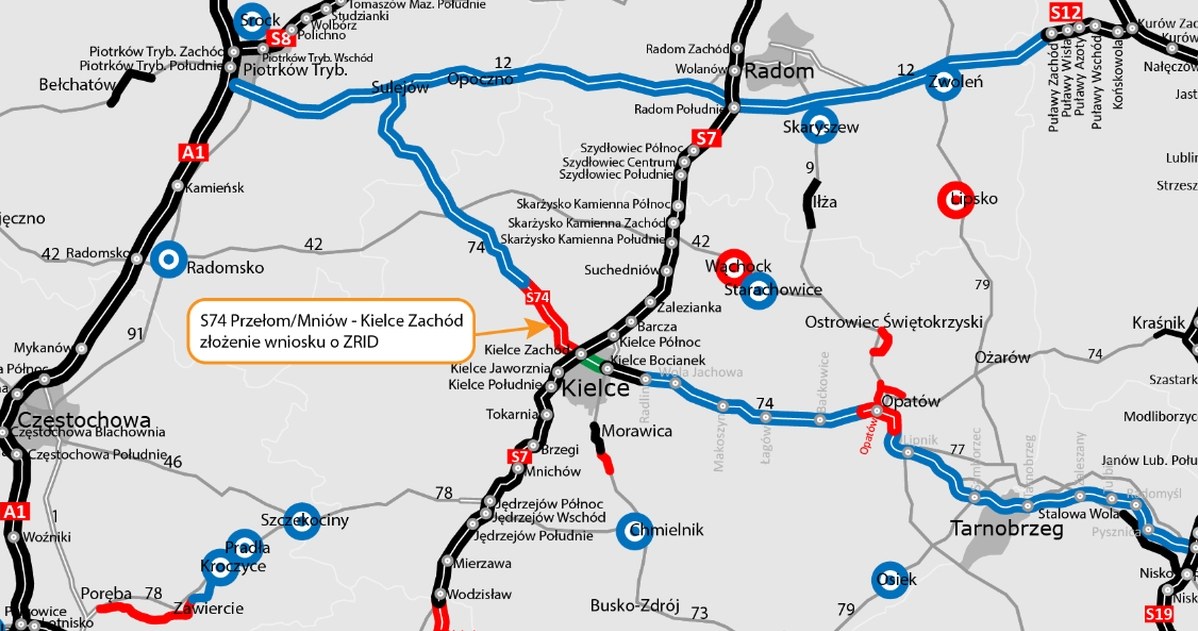 Powstanie nowy odcinek S74. Jest wniosek o ZRID /GDDKiA