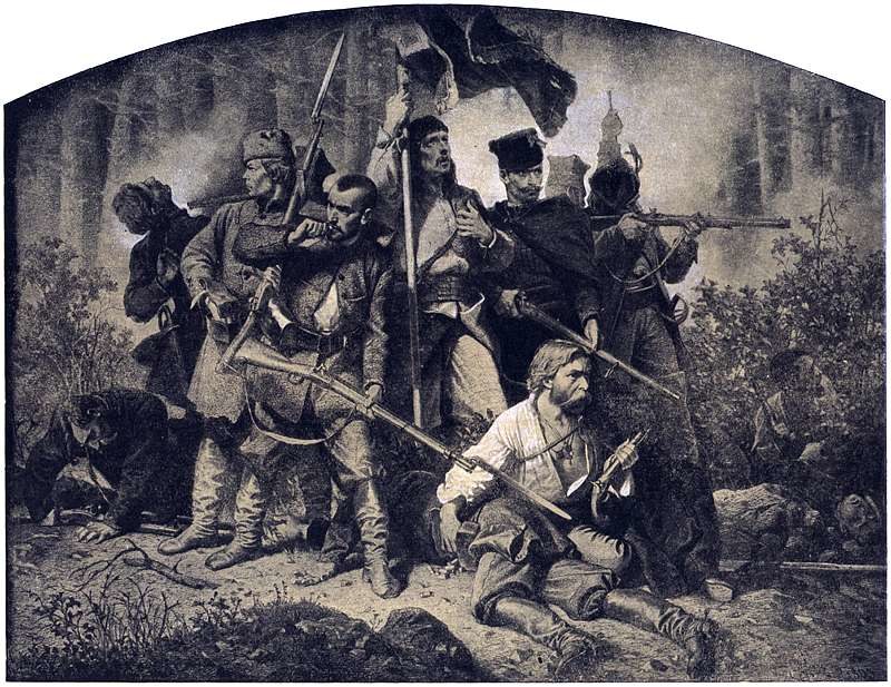 Powstanie styczniowe wybuchło w nocy z 22 na 23 stycznia 1863 roku. Obraz "Bitwa" z cyklu Polonia Artura Grottgera. /Domena publiczna /Wikimedia