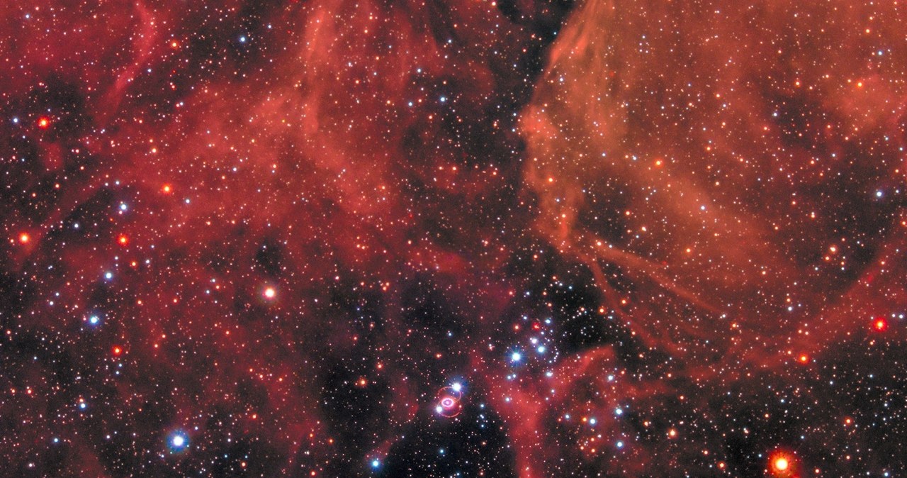 Powyższe zdjęcie z Kosmicznego Teleskopu Hubble'a przedstawia Supernową 1987A /NASA, ESA, R. Kirshner (Harvard-Smithsonian Center for Astrophysics and Gordon and Betty Moore Foundation), and M. Mutchler and R. Avila (STScI) /domena publiczna