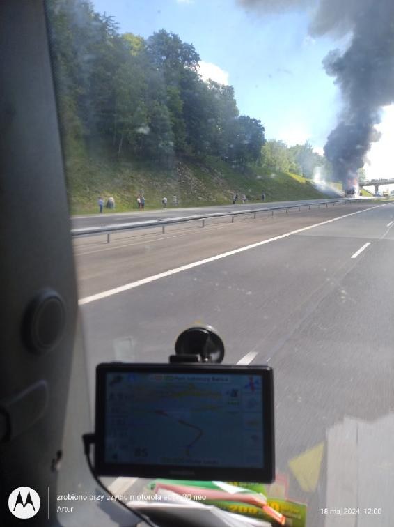 Pożar autobusu na A4 pod Krakowem /Gorąca Linia RMF FM