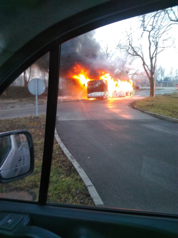Pożar autobusu w Dąbrowie Górniczej /Gorąca Linia /RMF FM