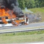 Pożar autokaru na A4. Utrudnienia na autostradzie z Krakowa do Katowic