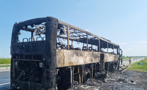Pożar autokaru z wycieczką ósmoklasistów