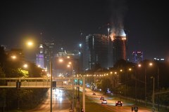 Pożar budowanego wieżowca Warsaw Hub