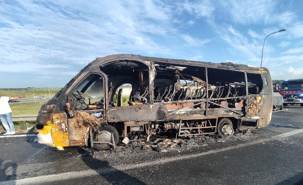 Pożar busa na autostradzie A1. Nikomu nic się nie stało