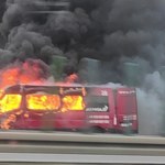 Pożar busa na autostradzie A4 [FILMY]