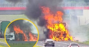 Pożar ciężarówki z makulaturą. Autostrada jest zablokowana