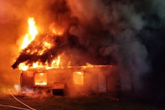 Pożar domu we wsi Spoguny