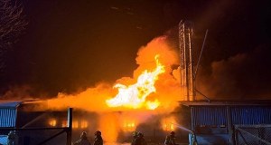 Pożar hali magazynowej. "Obiekt wypełniony zbożem"