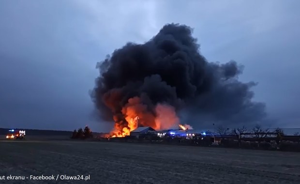 Pożar hali produkcyjnej ze zniczami w Bystrzycy