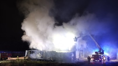 Pożar hali w Dobrym Mieście koło Olsztyna. Wielkie straty 