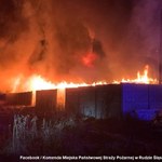 Pożar hali w Rudzie Śląskiej. Podczas akcji gaśniczej zawalił się dach