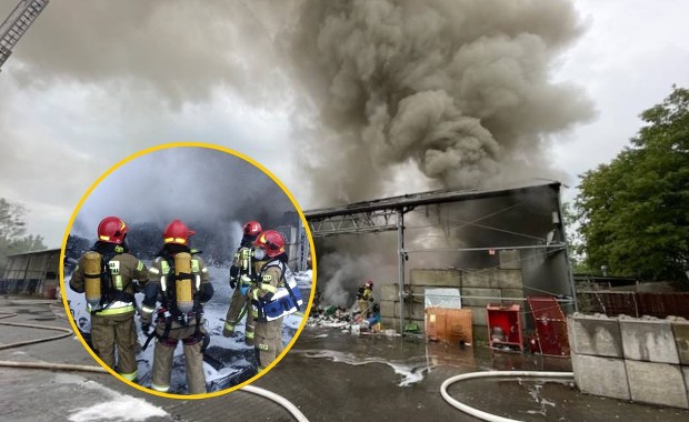 Pożar hali z elektrośmieciami w Gliwicach. Apel strażaków 