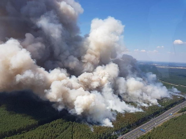 Pożar lasu w okolicach osiedla Fichtenwalde w Beelitz, około 20 kilometrów od Berlina. Zdjęcie udostępnione przez brandenburską policję /POLIZEI BRANDENBURG/HANDOUT /PAP/EPA