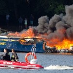 Pożar łodzi w Mikołajkach