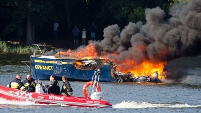 Pożar łodzi w Mikołajkach