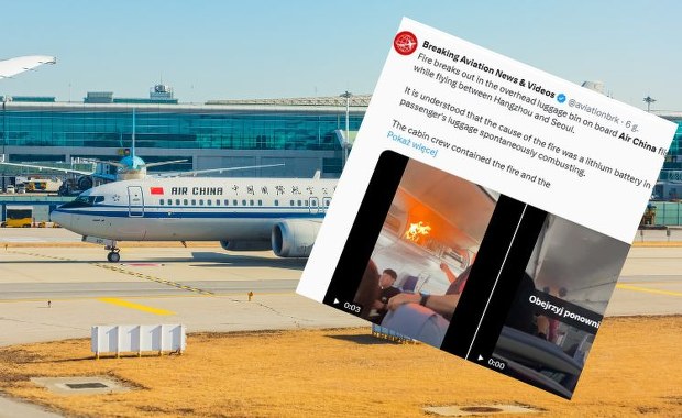 Pożar na pokładzie samolotu. W luku na bagaż podręczny zapaliła się bateria litowa