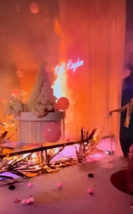 Pożar na weselu Karoliny Pisarek. Tort prawie spłonął! /Instagram