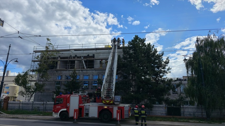 Pożar nowo powstającej komendy PSP w Toruniu /KW PSP Toruń /Państwowa Straż Pożarna