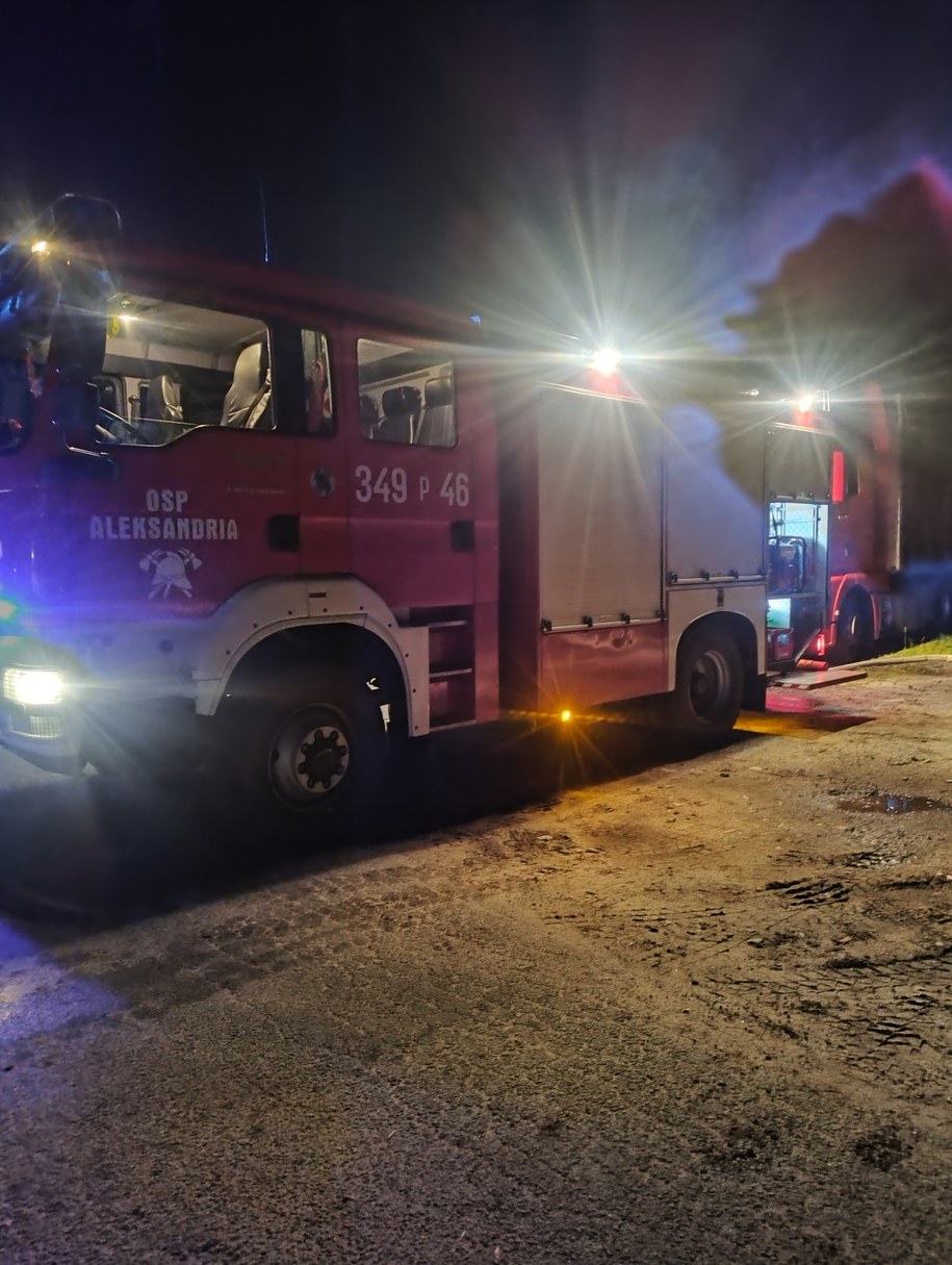 Pożar samochodu elektrycznego w miejscowości Zaleśna, fot. OSP Aleksandria /