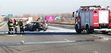 Pożar samochodu na autostradzie A1