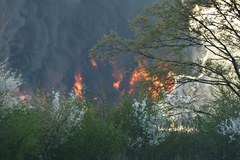 Pożar składowiska opon w Koninie