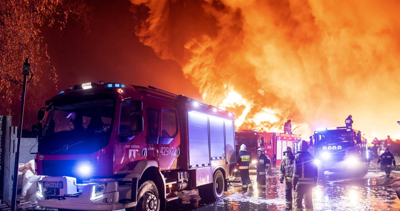 Pożar składowiska opon w Raciniewie