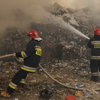 Pożar składowiska śmieci k. Białegostoku 