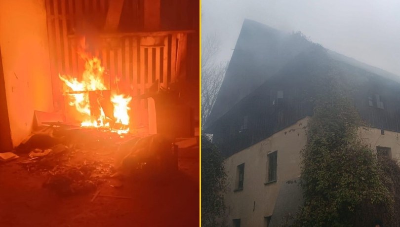 Pożar starego młyna w Bochotnicy (woj. lubelskie). Ogień zaprószył złodziej /KPP Puławy /Policja