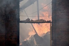 Pożar starej parowozowni w Olsztynie
