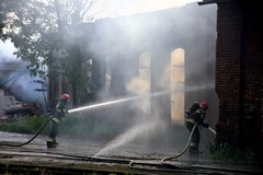 Pożar starej parowozowni w Olsztynie