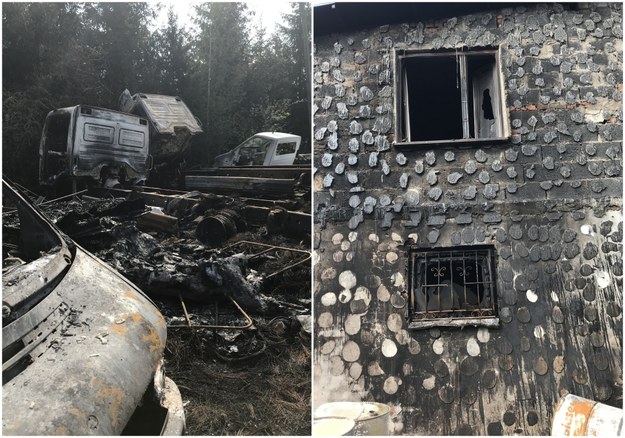 Pożar strawił rozlewnię rozpuszczalników w Żywcu. Zniszczonych zostało kilkanaście zaparkowanych w pobliżu aut /Marcin Buczek /RMF FM