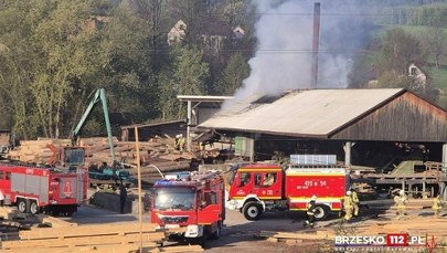 Pożar tartaku w Iwkowej. Kilkudziesięciu strażaków w akcji