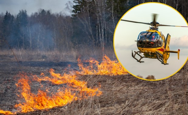 Pożar trawy w Małopolsce. Poważnie poparzony senior, wezwano śmigłowiec LPR