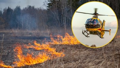 Pożar trawy w Małopolsce. Poważnie poparzony senior, wezwano śmigłowiec LPR