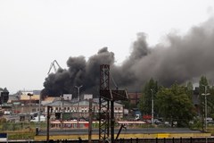 Pożar w dawnej Stoczni Gdańskiej