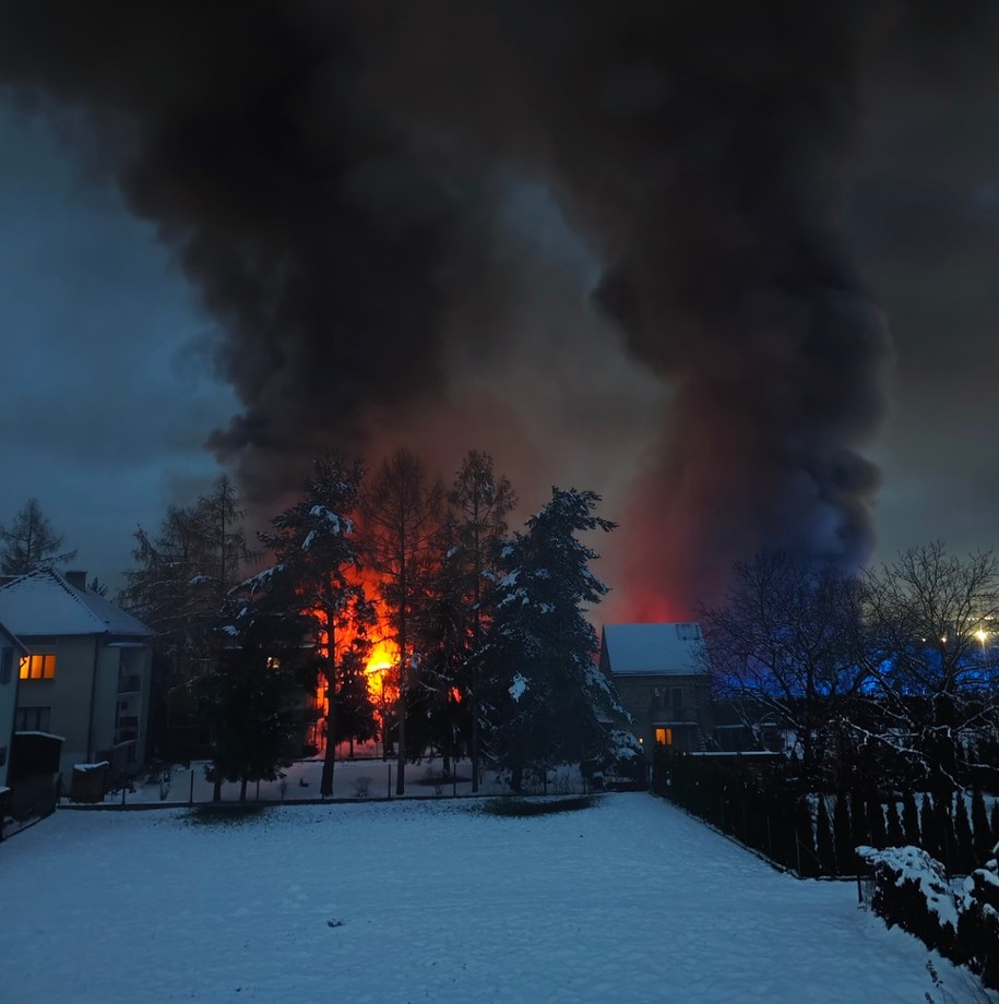 Pożar w Skawinie; zdjęcie nadesłane przez słuchacza RMF FM /Gorąca Linia RMF FM