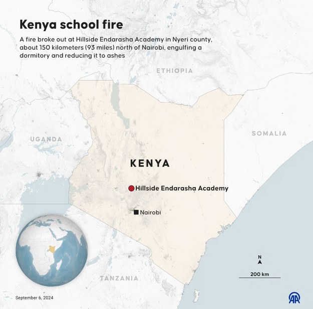 Pożar w wybuchł w szkole Hillside Endarasha w Nyeri (Kenia). /AA/ABACA/Abaca/East News /East News