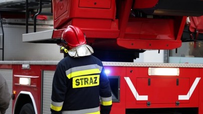 Pożar warsztatu samochodowego. Cała hala w płomieniach, w środku dwie ciężarówki