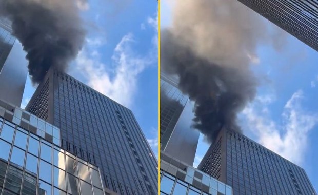 Pożar wieżowca w sercu Nowego Jorku. Tuż obok trasy parady