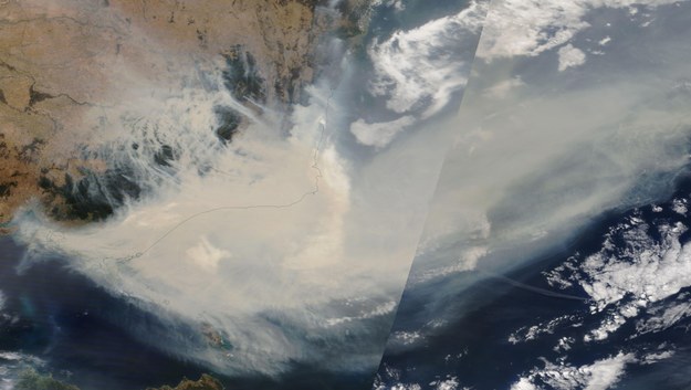 Pożary w Australii widziane z kosmosu /NASA HANDOUT /PAP/EPA