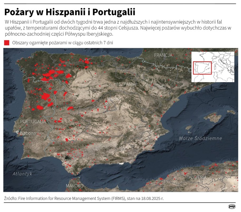 Pożary w Hiszpanii i Portugalii /Adam Ziemienowicz /PAP