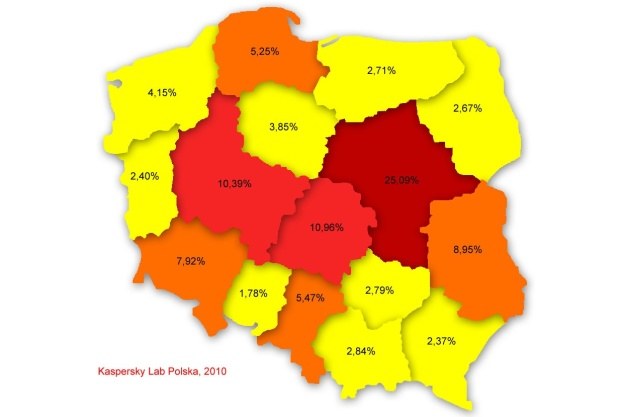 Poziom infekcji w poszczególnych województwach, lipiec 2010 /materiały prasowe