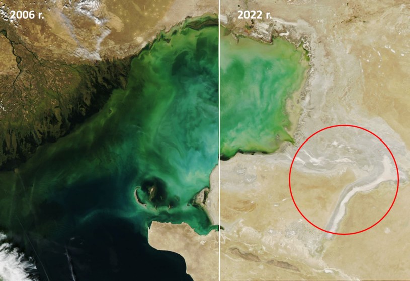 Poziom wody w Morzu Kaspijskim jest coraz niższy /NASA Earth Observatory /NASA