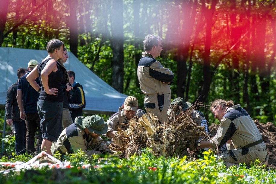 Prace przy ekshumacji polskich ofiar zbrodni wołyńskiej w Puźnikach /Vladyslav Musiienko /PAP
