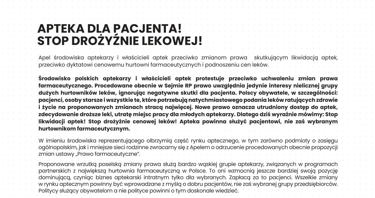 Pracodawcy Rzeczypospolitej Polskiej - Aptekarze Polscy /materiały promocyjne