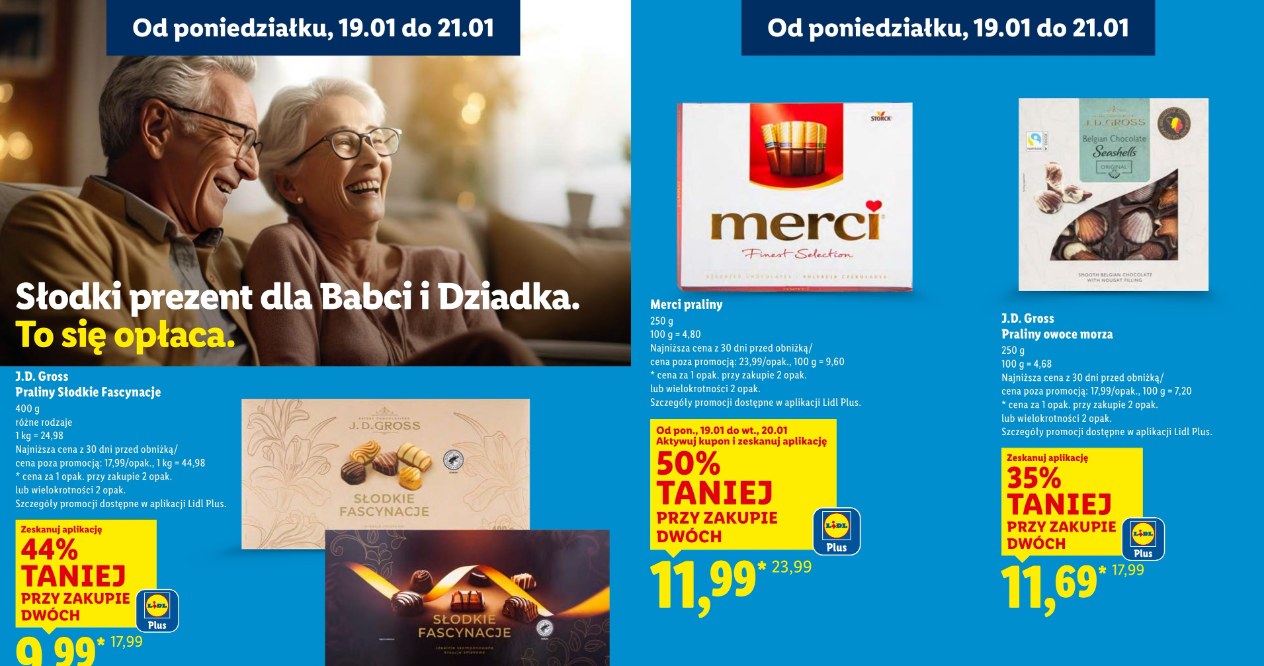 Praliny, czekoladki i klasyczne słodycze w obniżonych cenach w Lidlu na Dzień Babci i Dziadka /Lidl /INTERIA.PL